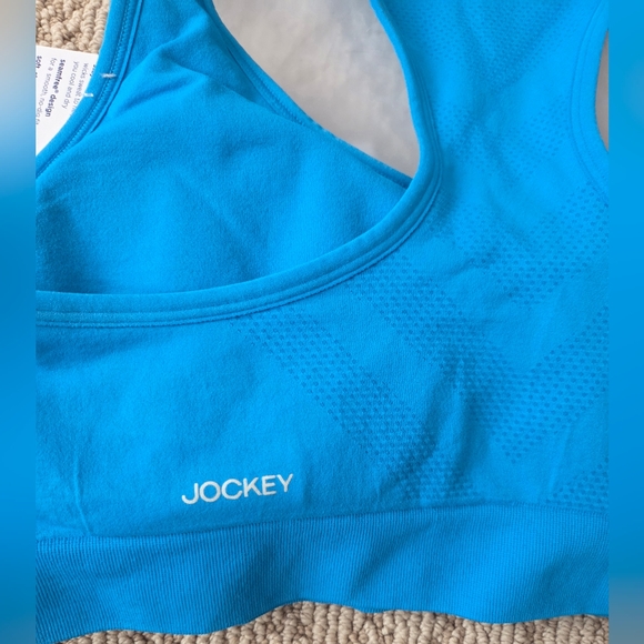 Jockey Seamfree Sports Bra XL Blue Microfiber Stretch Removable Pads NWT - Picture 5 of 7